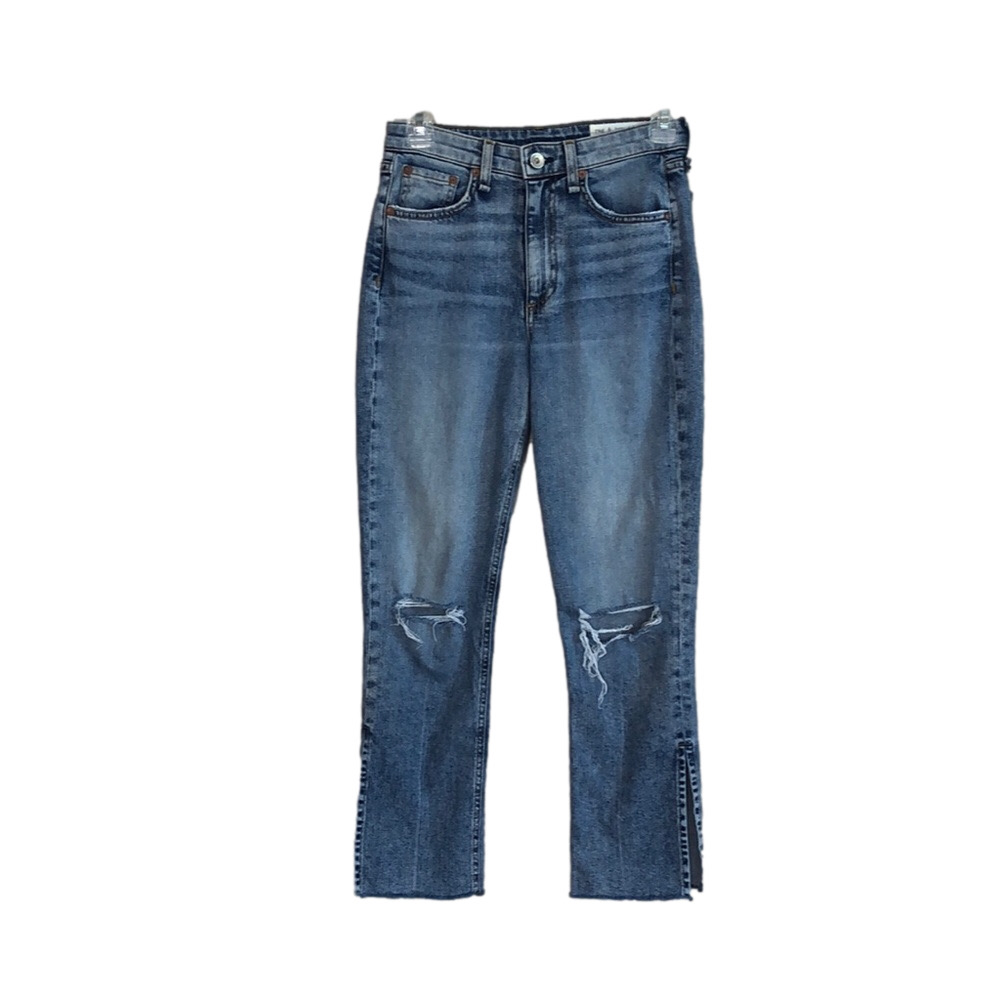 RAG & BONE Women's Size 25‎ Nina High Rise Ankle Flare Jeans Distressed Raw Hem